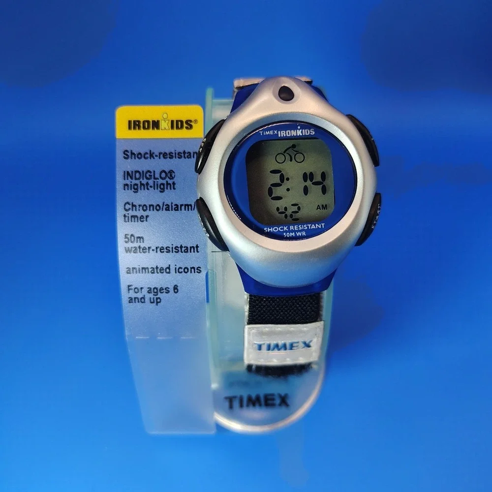 Vintage 1998 Timex Iron Kids Triathlon 43mm Watch Animated‎ Icons New In Box